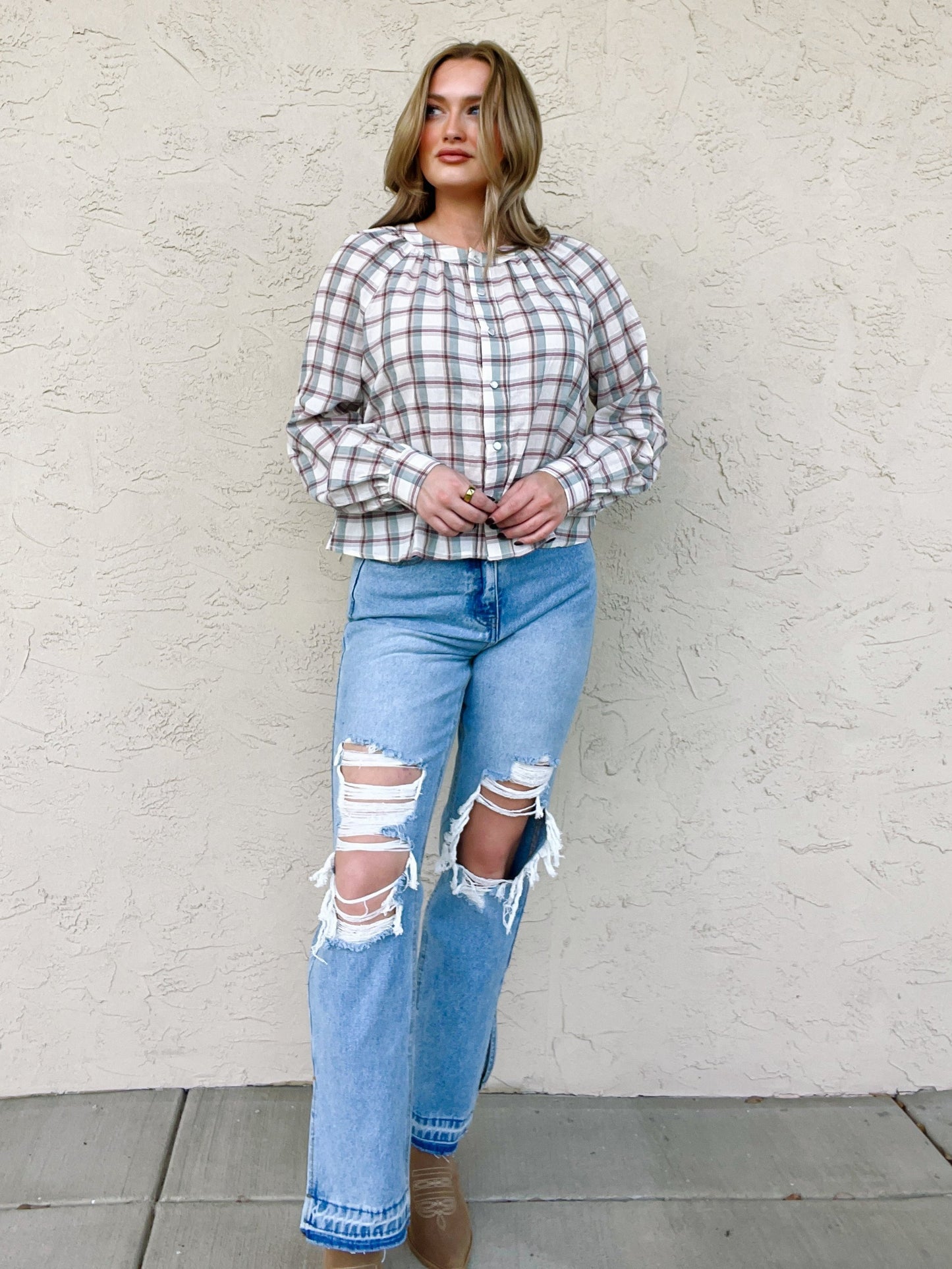 Caramel Apple Plaid Button Up