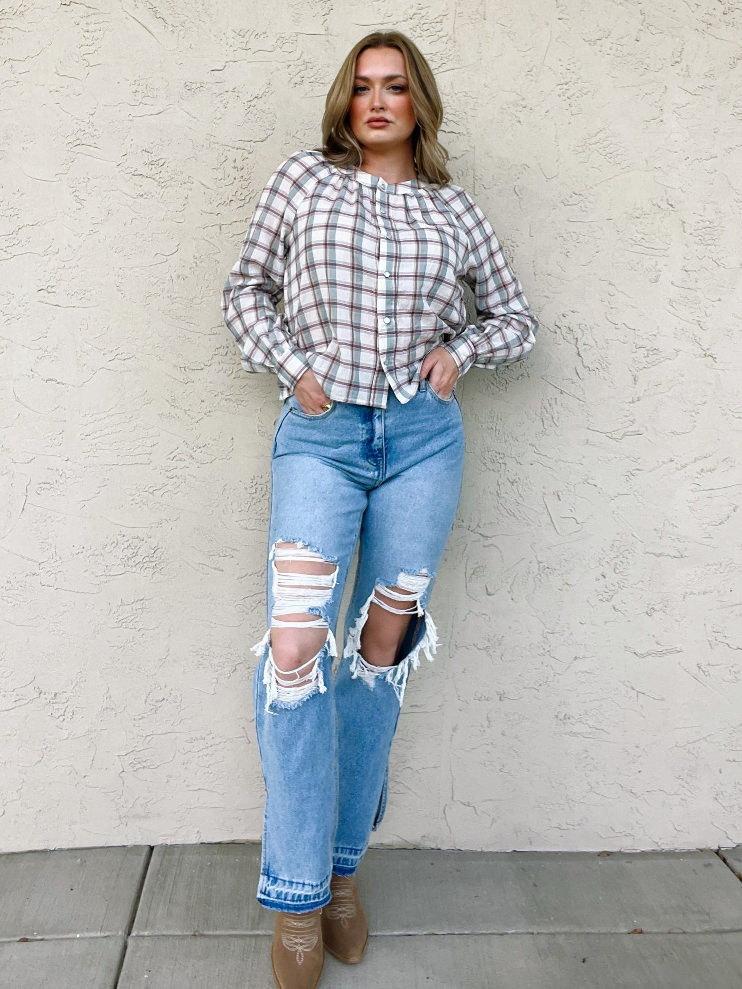 Caramel Apple Plaid Button Up