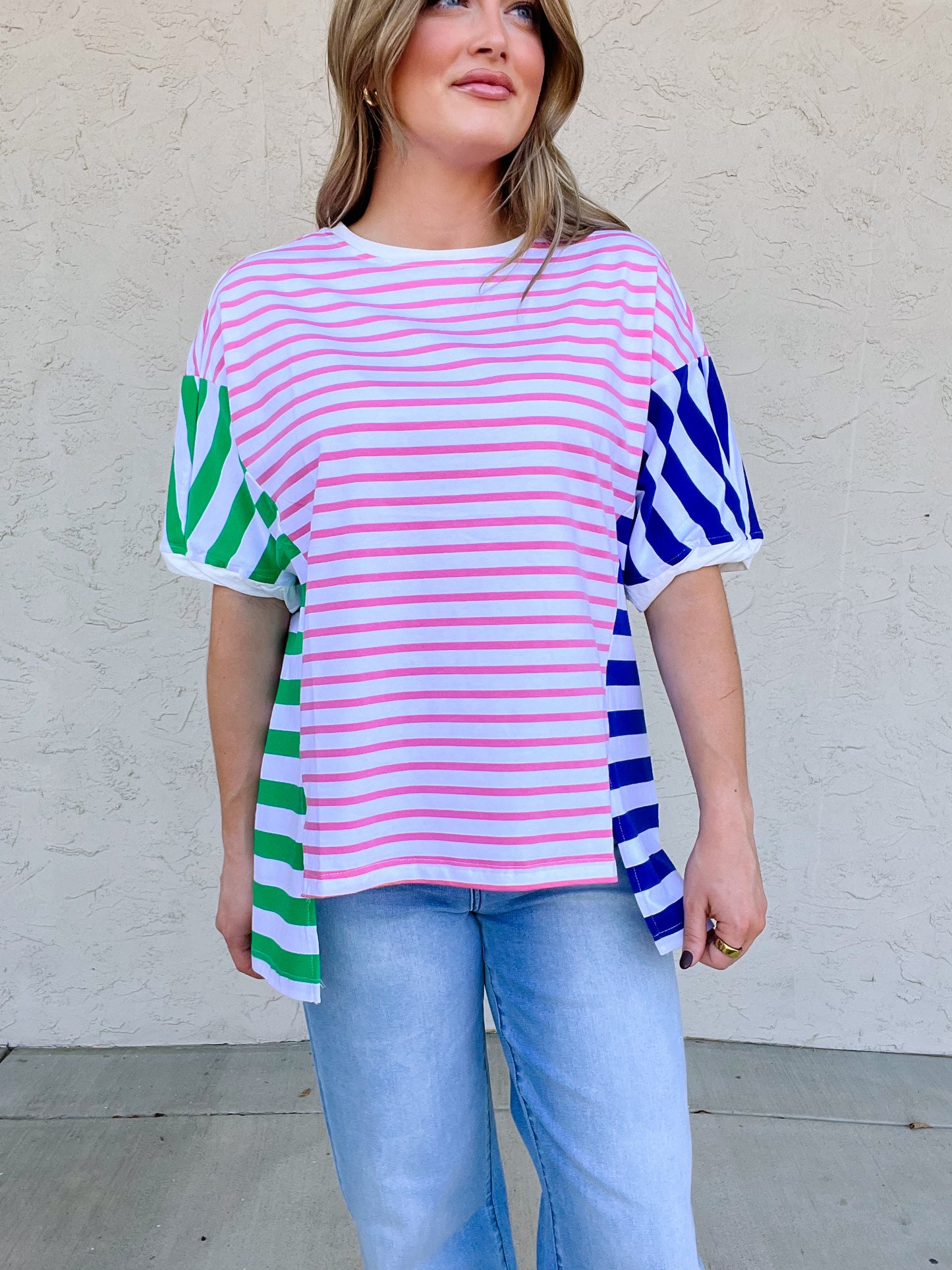 Colorblock Patchwork Baggy T Shirt