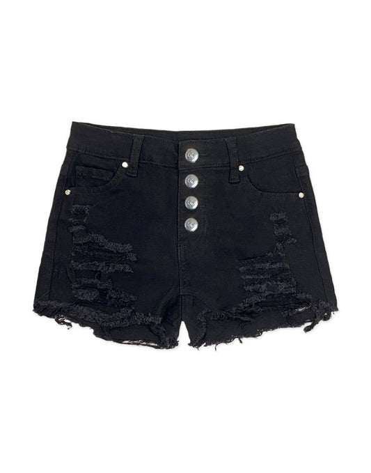 Girl's Denim Shorts BLACK Distress