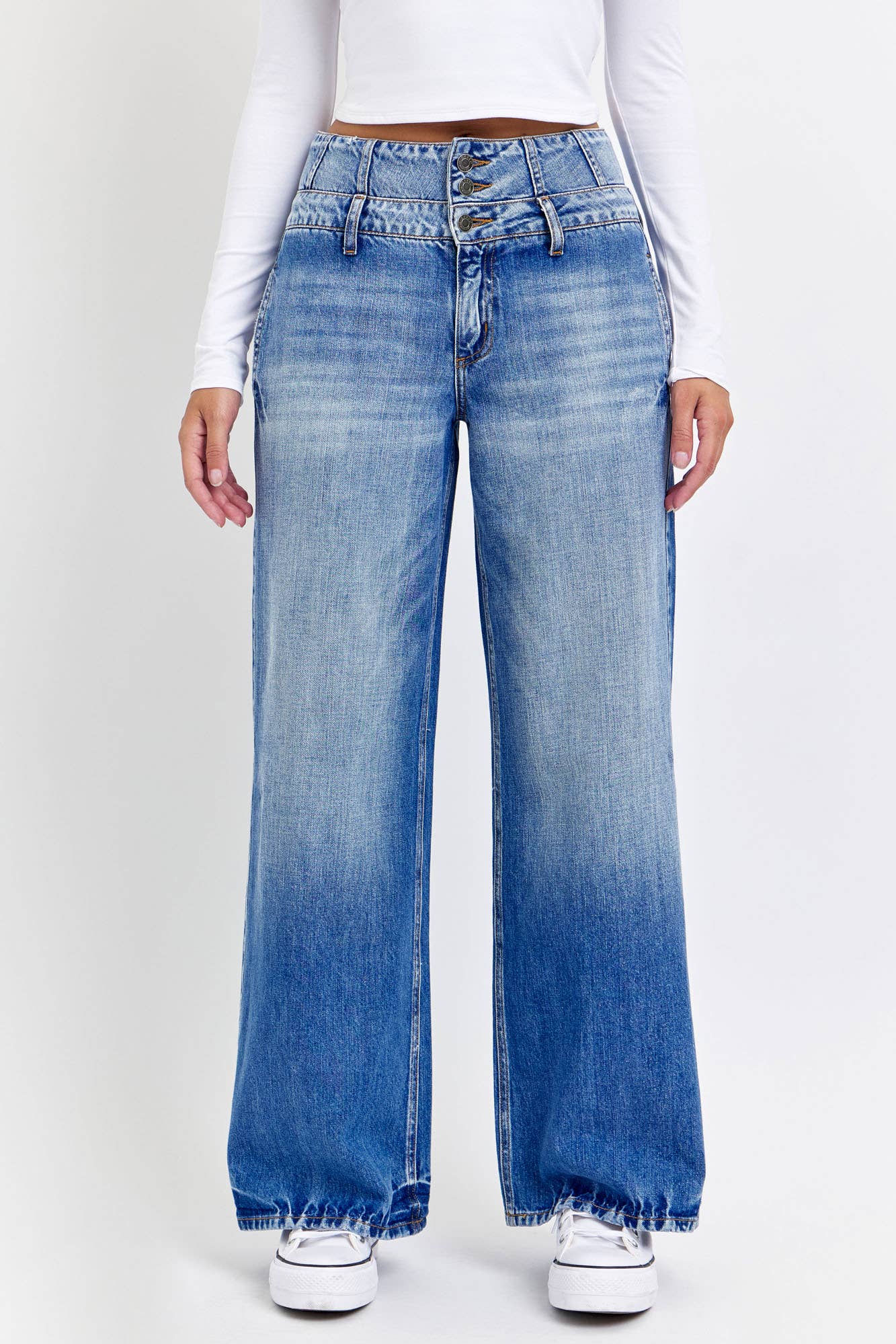 Wide Leg denim with Corset Waistband