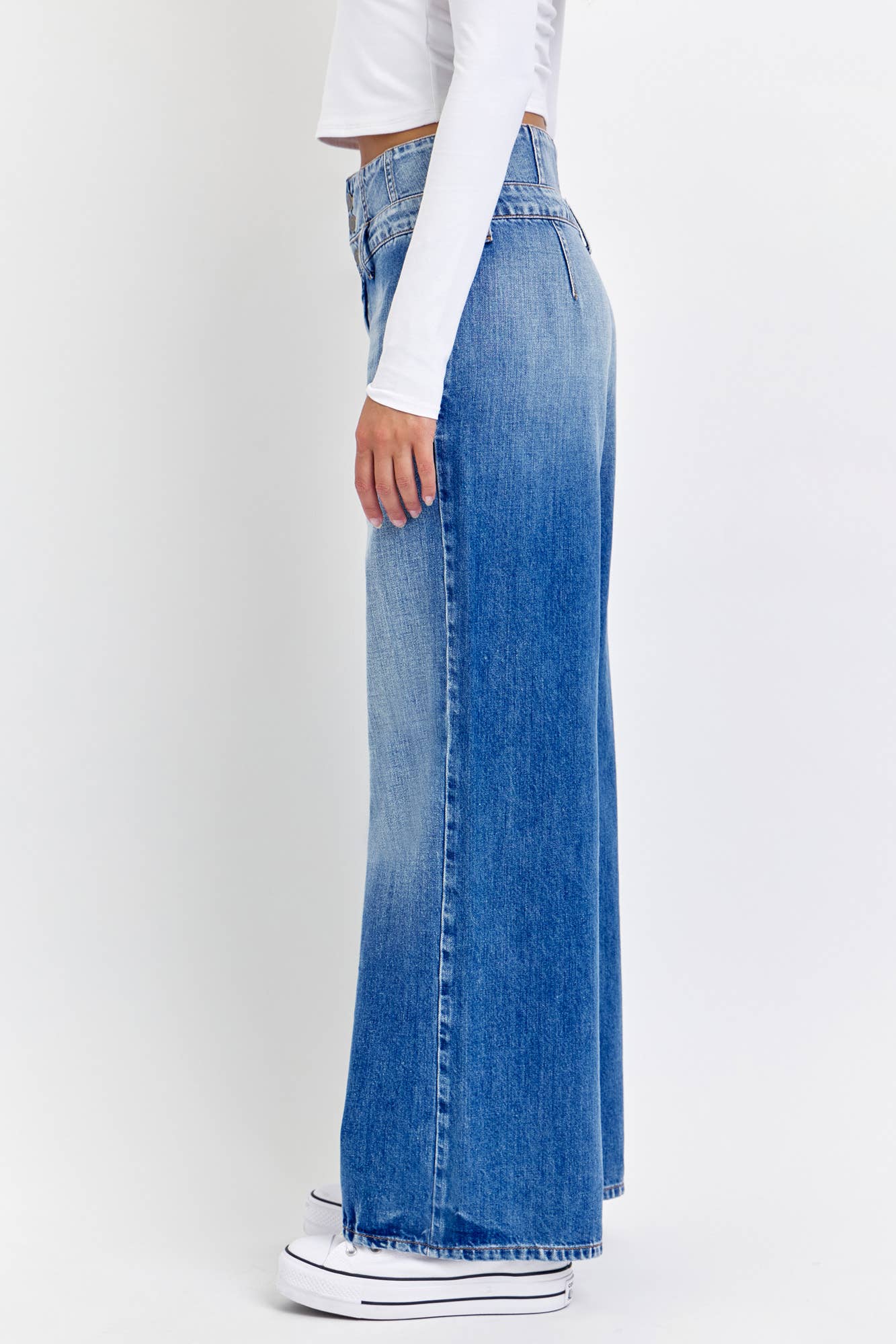 Wide Leg denim with Corset Waistband