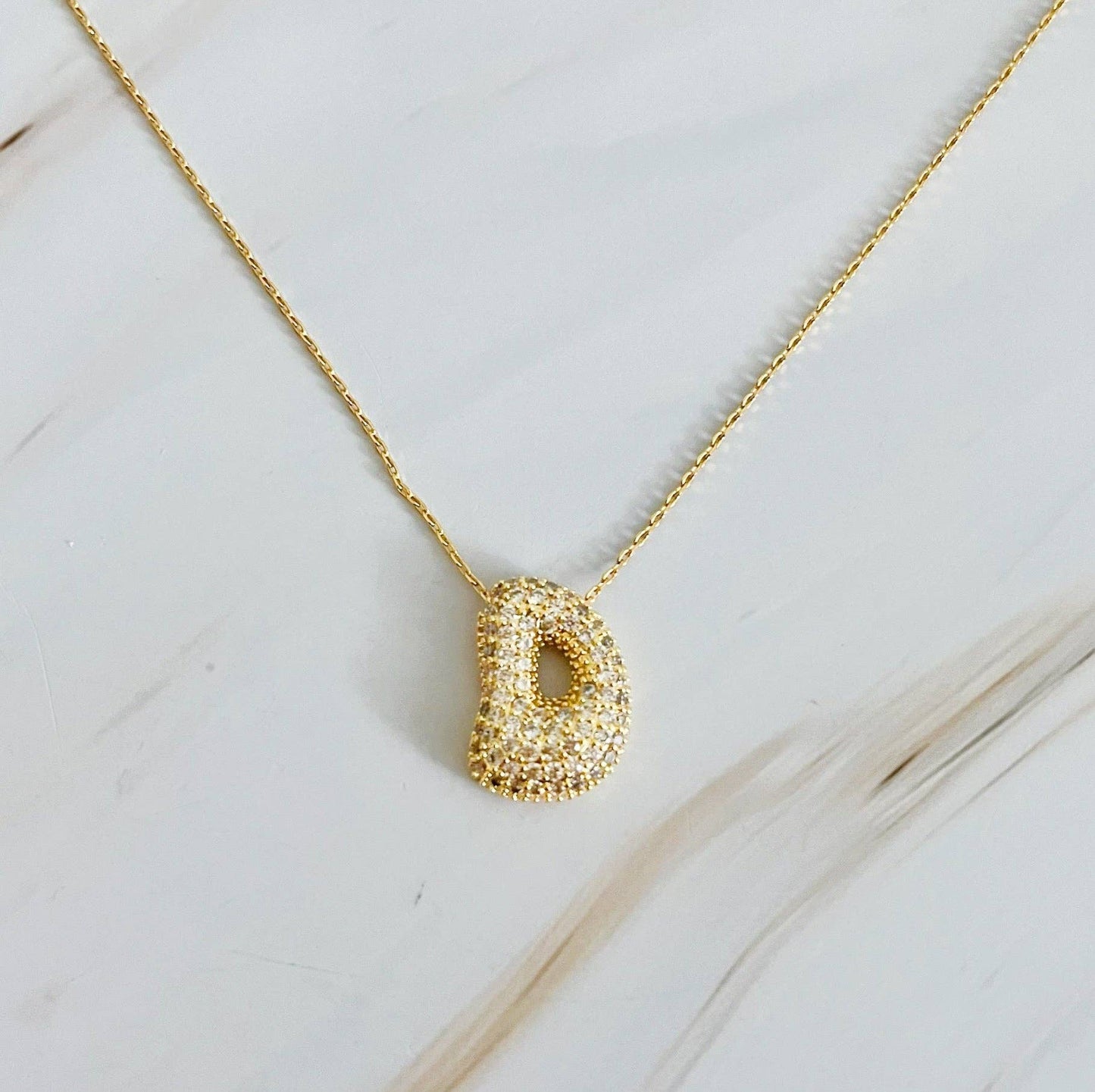 Crystal Bubble Initial Necklace