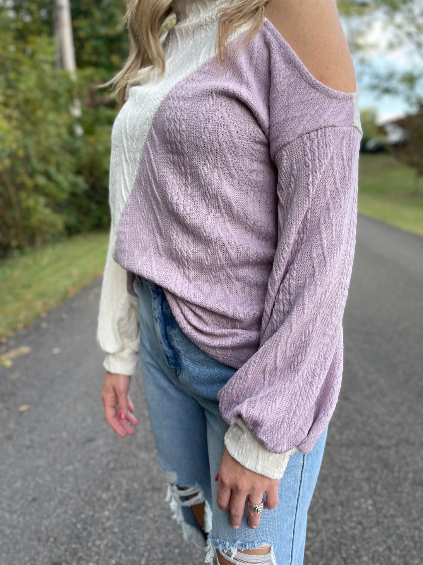 Love-N-Lavender Corded Sweater