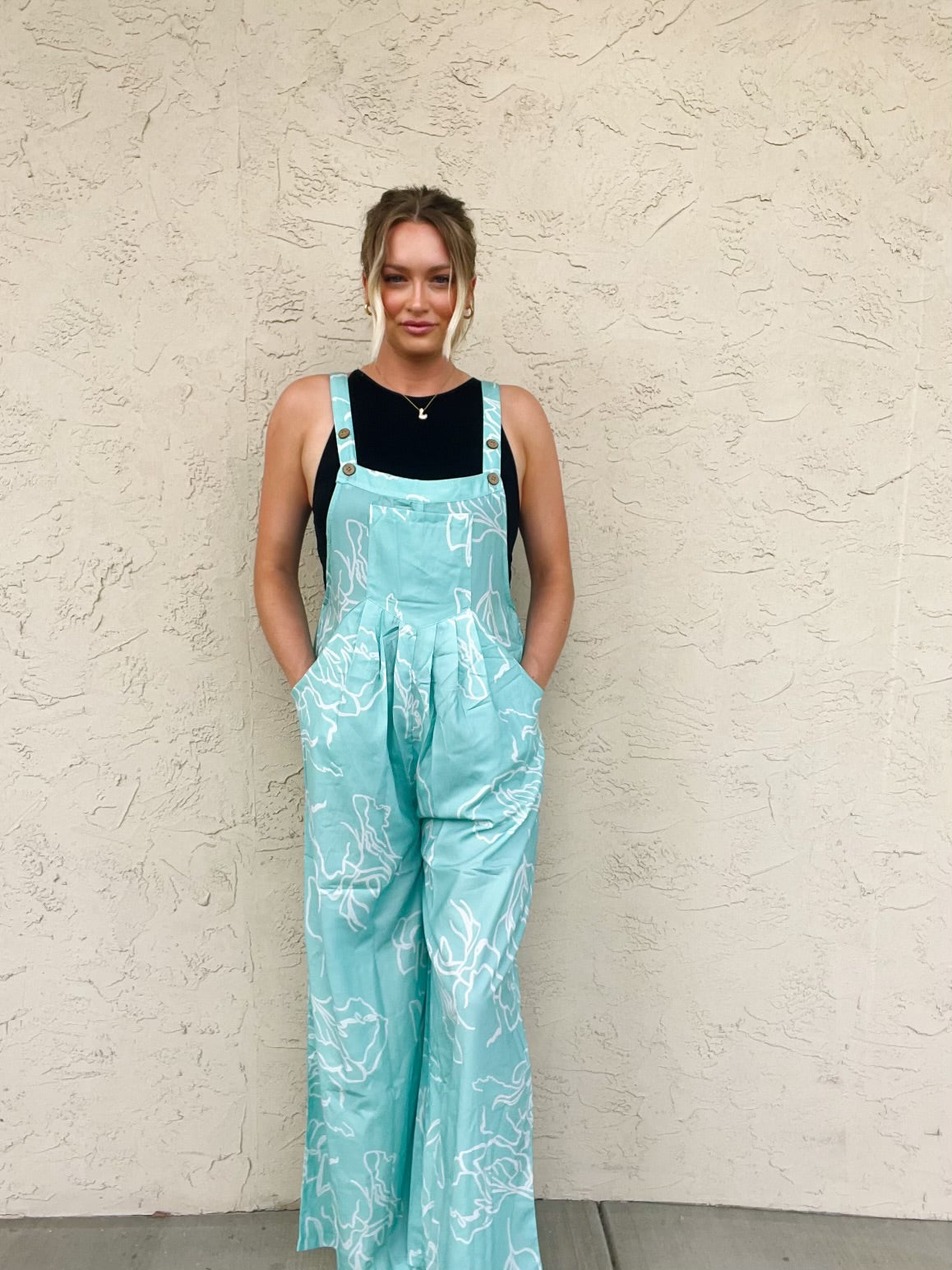 Floral Print Bib Button Wide Leg Overall Jumpsuit | S-XL