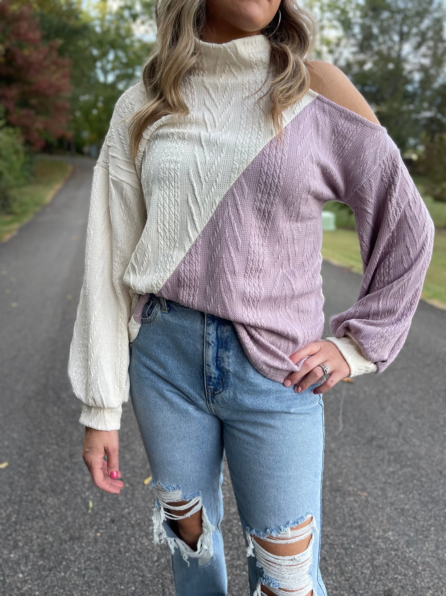 Love-N-Lavender Corded Sweater