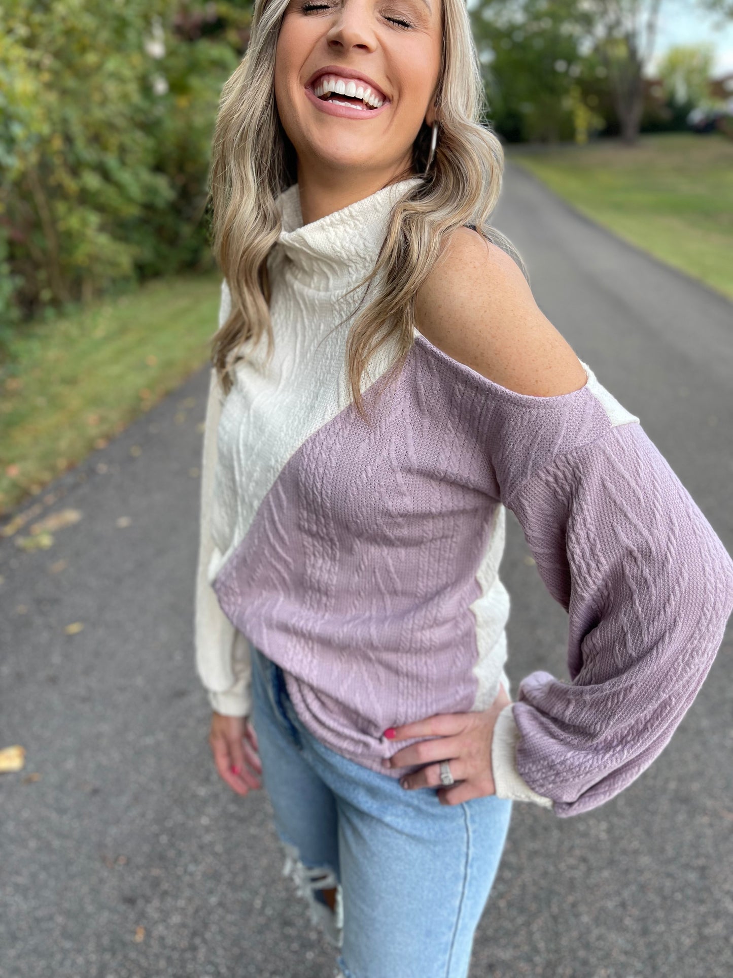 Love-N-Lavender Corded Sweater