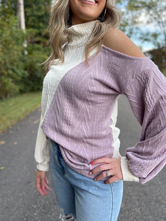 Love-N-Lavender Corded Sweater