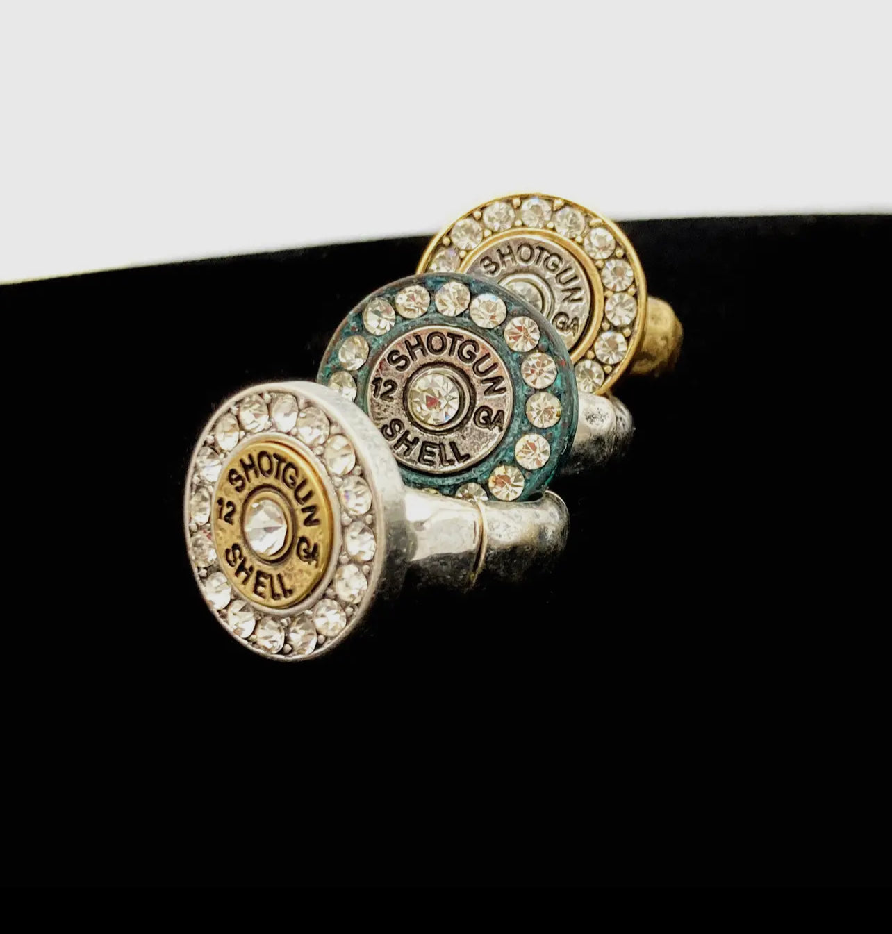 12 Ga shotgun shell rhinestone stretch ring